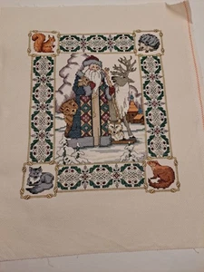 Fertige Nadelspitze Leinwand Weihnachtsmann und Waldtiere. 143/4x171/2" - Bild 1 von 9