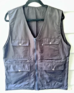 Men's Utility Vest ~ Black ~ XXL (46") ~ Multi-pockets ~ Zippers - Picture 1 of 9