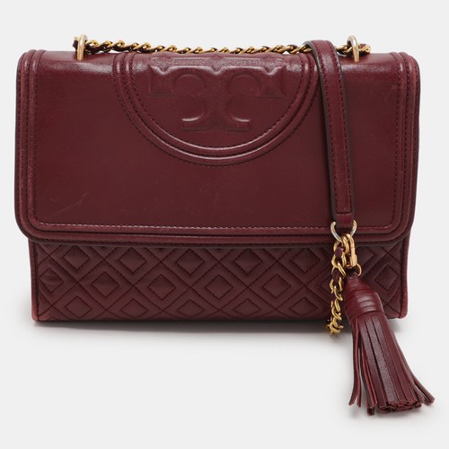 Borsa a tracolla Tory Burch bordeaux in pelle trapuntata Fleming