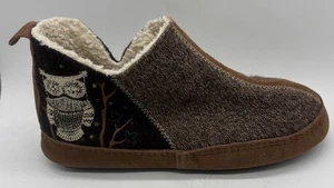 Acorn Bootie Slipper Damengröße 6,5-7,5 braun schokoladenfarben Eule Kunstfell Wald - Bild 1 von 10