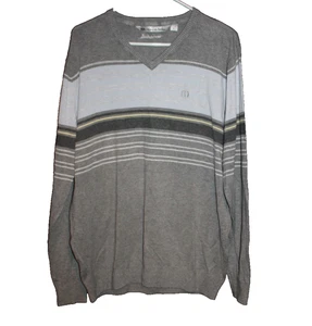 Travis Mathew Striped Sweater Golf V-Neck Pullover Gray Mens Size XL - Picture 1 of 2