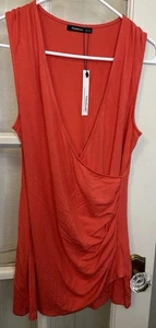Wrap Shirt Sleeveless Blouse Top Women's Medium NWT V Neck - Picture 1 of 11