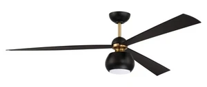 Craftmade OTT60FBSB3 Otto LED Ceiling Fan -Flat Black/Satin Brass - Picture 1 of 1