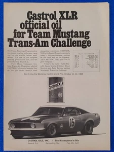 1969 VINTAGE CASTROL XLR OFFICIAL OIL FOR TEAM MUSTANG TRANS-AM CLASSIC PRINT AD - Picture 1 of 1