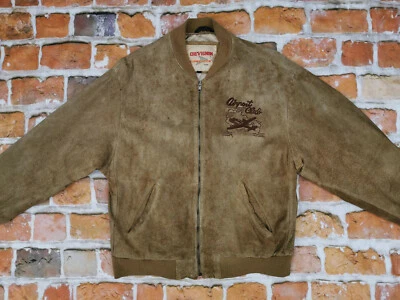 Chevignon Vintage Leather Jacket Airport Club Suede Brown Size L Tip Top - Image 1 of 4