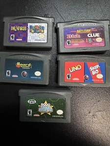 5pc Lot Nintendo Game Boy Advance Dr Mario Puzzle League Risk Clue Uno Poker - Picture 1 of 6