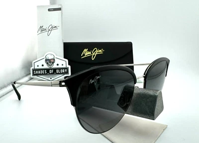 MAUI JIM OLILI MJ 330-02 光面黑色中灰色偏光太阳镜新品 — 第 1/4 张图片