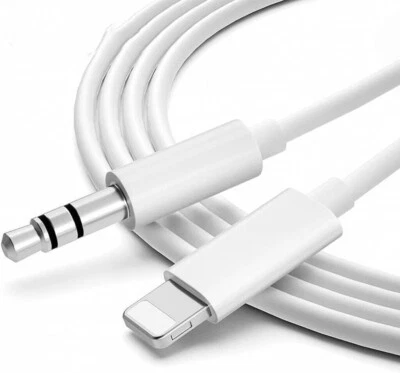 For iPhone AUX Cord Cable AUX Audio for Car Stereo White 1m 3ft 8pin to 3.5mm - Image 1 of 4