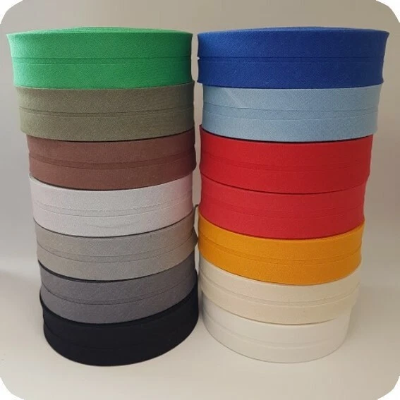 Schrägband Kantenband Einfassband 30mm 3cm Baumwolle 3m 5m 10m 25m UNI-Farben - Bild 1 von 1
