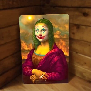 Cartel de metal arte de cartel de Mona Lisa Joker Smoker 12"x8" - Imagen 1 de 2
