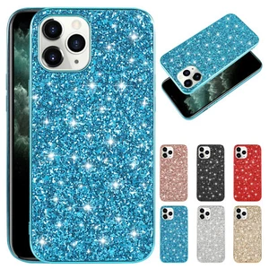 For iPhone 16 15 14 13 12 11 XR 8 Bling Glitter Shockproof Hard Back Case Cover - Picture 1 of 13