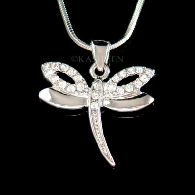 Dainity Libellula IN Swarovski Cristallo Natura Insetto Bug Collana Gioielli - Immagine 1 di 2