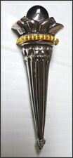 Vintage Designer Signed Silver & Gold Plated Torch With Black Glass Brooch Pin