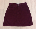 Denim & Co Size 6 Burgundy Plum Coloured Cord Mini Skirt W25