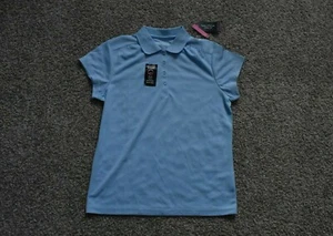 NWT Youth Girls' Nautica Light Blue School Uniform Polo Shirt - Size Large PLUS - Picture 1 of 9
