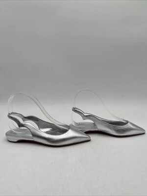 CHRISTIAN LOUBOUTIN Hot Chickita Cuero Cordones Planos Plateados Talla 35.5 Foto 1 de 4