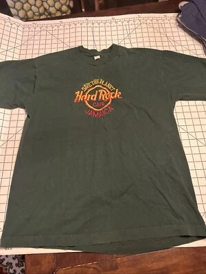 Camiseta De Colección Años 90 Hard Rock Café Verde Jamaica Save Planet Bordada Talla Grande Foto 1 de 4