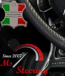 FOR CITROEN BERLINGO 2 08+ ITALIAN LEATHER STEERING WHEEL COVER,  CREME STITCH - Picture 1 of 1