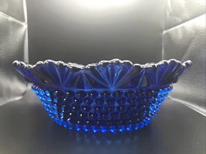 Vintage Imperial Glass Blue Saphire Hobnail 8" Bowl Scallop Edge GORGEOUS! - Picture 1 of 16