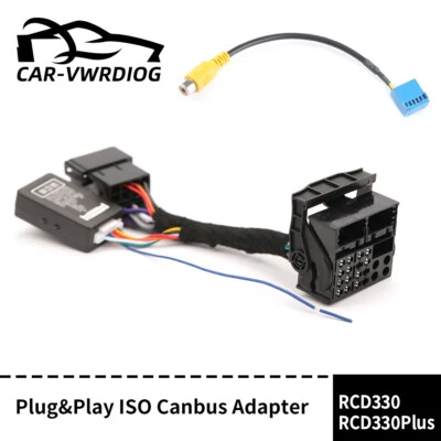 Arnés de cableado adaptador ISO decodificador CANBUS para VW RCD330/330 Plus + cable de video Foto 1 de 4