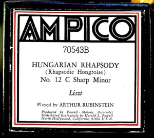 Rollo de piano AMPICO Recut Liszt HUNGARIAN RHAPSODY No.12 Rubinstein 70543 B - Imagen 1 de 1