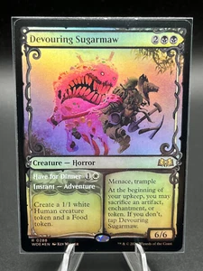 Magic The Gathering Devouring Sugarmaw 0288 Wilds of Eldraine escaparate criatura de papel de aluminio raro - Imagen 1 de 2