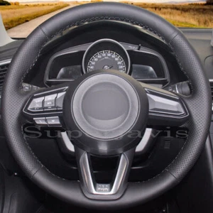 Custom Black PU Leather Steering Wheel Stitch on Cover For Mazda 3 Axela 2017-18 - Picture 1 of 10