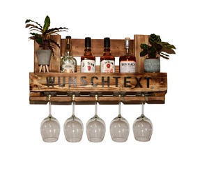 Wandbar rustikal Bar Wein Rum Aufdruck Wunschtext Holzmöbel Flaschenregal - Bild 1 von 10