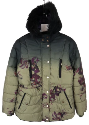 Desigual Chaqueta Mujer Eu 42 Cremallera Completa Capucha Acolchado Floral Print - Imagen 1 de 4