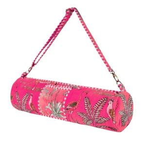 Animal Print Jungle Velvet Yoga Bag In Pink Indian velvet yoga mat carrier bag - Picture 1 of 2
