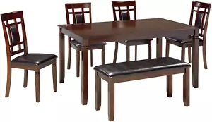 Bennox Esszimmer-Set, inklusive Tisch, 4 18" Stühle & Bank, braun - Bild 1 von 12