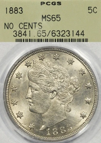 1883 5C PCGS MS65 No Cents OGH Liberty V Nickel Cover