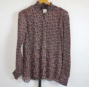 Cabi 3952 Knife Pleat Blouse Womens Size M Floral Sheer High Neck Floral Print - Picture 1 of 11