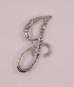 Diamante Silver Initial Letter J Fashion Brooch Pin Brand New FREE P&P - Picture 1 of 5