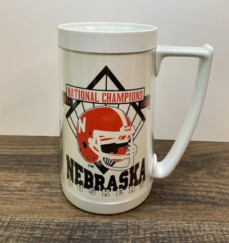 Vintage National Champion Nebraska Cornhuskers Huskers Plastic Beer Mug Travel Cover
