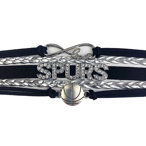San Antonio Spurs Infinity Jewelry Bracelet Basketball Charm Faux Leather Cover