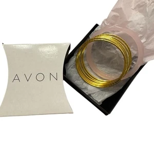 Avon Pink Gold Faceted Bangle Set 7 Bracelets Small New In Box - Picture 1 of 4