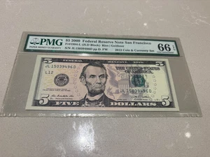 2009 $5 Federal Reserve Note San Francisco EPG 66 Gem Uncirculated Fr.1994-L - Picture 1 of 2