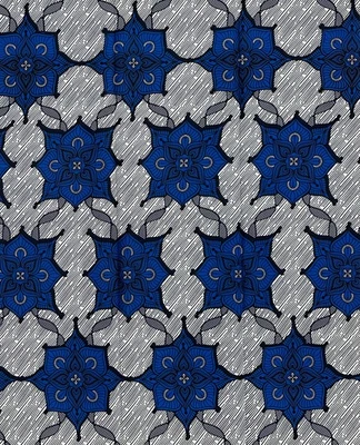 Tela/Ankara Estampado Africano - Azul, Blanco Diseño "Indigo Lotus", 1 Yarda Foto 1 de 2