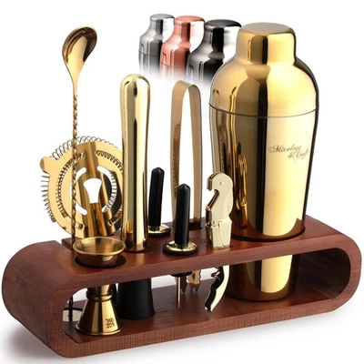 Bartender Kit: 10-Piece Cocktail Shaker Set with Dark Stand | Complete at Hom... - Image 1 of 4