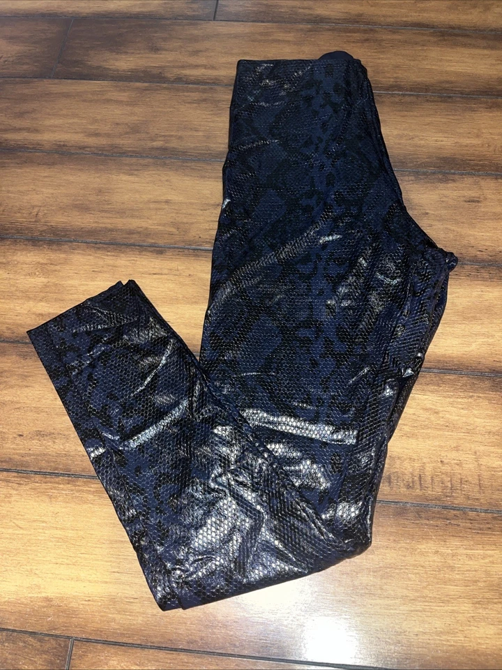Commando Mujer Imitación Cuero Leggings Negro Piel de Serpiente Dobladillo Crudo XL Camuflado Foto 1 de 4