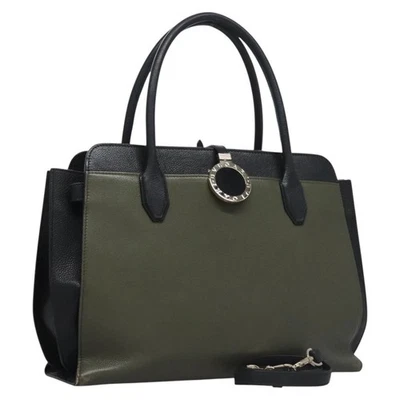 Auténtico bolso de mano BVLGARI Aruba de cuero verde 2 vías EC308 Foto 1 de 4