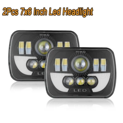 Par de faros LED 100W de 5x7" pulgadas haz alto/bajo aptos para camioneta Jeep J10 J20 1974-1988 Foto 1 de 4
