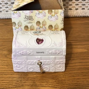Precious Moments Februar - Amethyst Vintage Porzellan Hoffnung Truhe Box 1995 - Bild 1 von 8