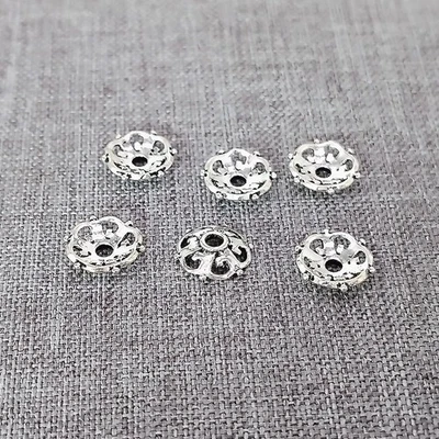 12 piezas de plata de ley 925 oxidada cruz flor tapa pulsera espaciador 10 mm Foto 1 de 3