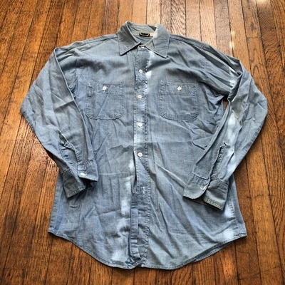 Camisa de mezclilla cambray True Vintage Washington Dee Cee para hombre talla 14,5 azul años 60 Foto 1 de 4