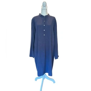 J Jill Silk Popover Shirt Shift Dress Long Sleeve Womens Size XL Blue - Picture 1 of 10
