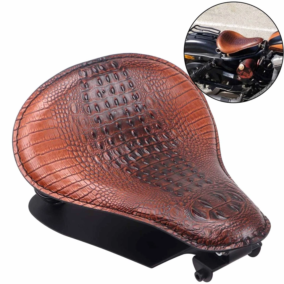 For Harley Dyna Sportster FXDL Alligator Motorcycle Leather Large Solo Seat Base Foto 1 de 4