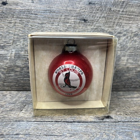 Vintage 1982 St Louis Cardinals World Series Champions Glass Ball Xmas Ornament Cover