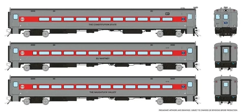 RAPIDO HO COMET COMMUTER CARS CDOT 3 PK CAB #6211, COACH #6238, #6276 PN 128533 - Image 1 of 1